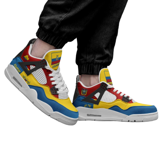 Ecuador Flag Shoes - Rebel Sole mid top sneaker in Yellow, Blue, Red - right side profile view