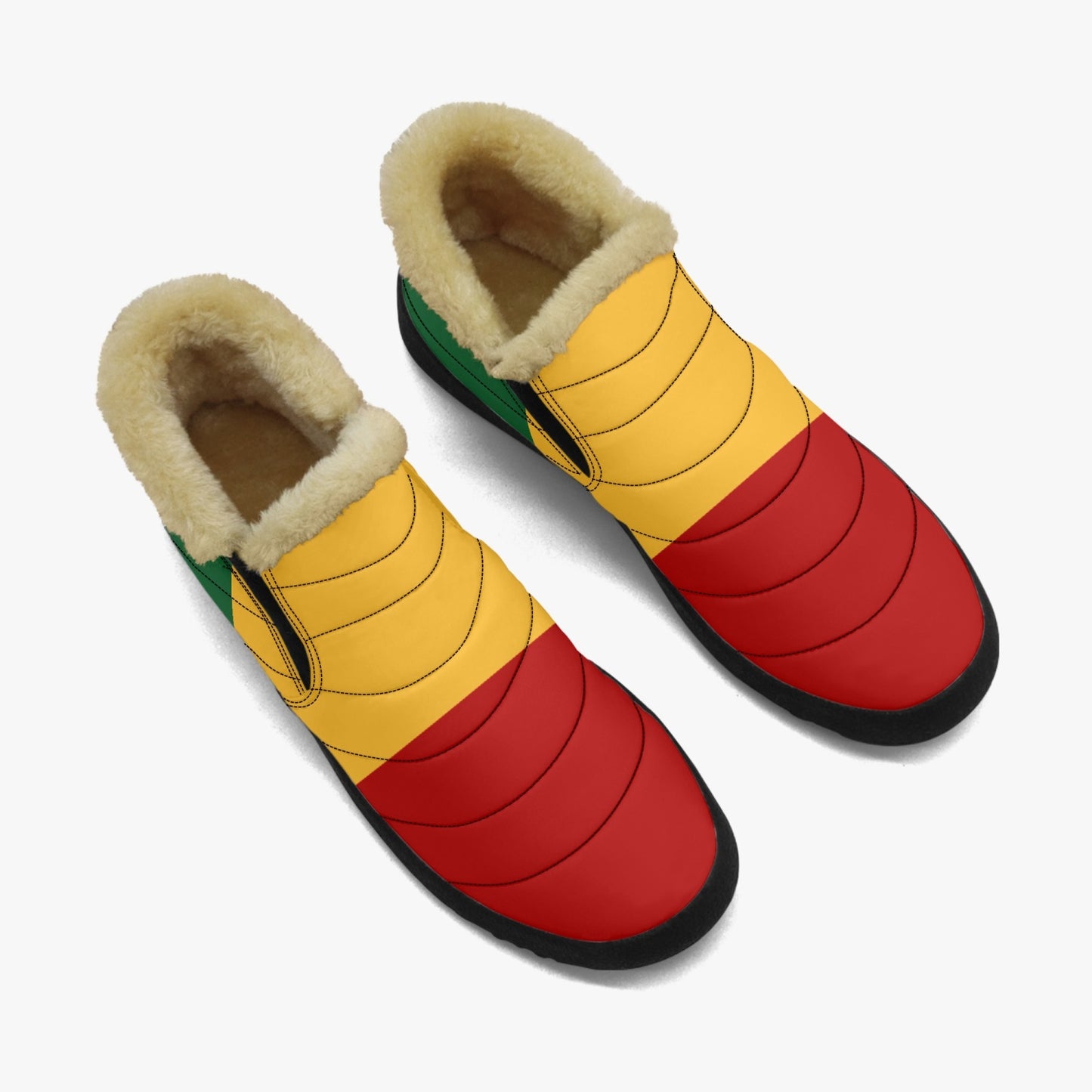 Winter Rasta Shoes in red/gold/green colorway