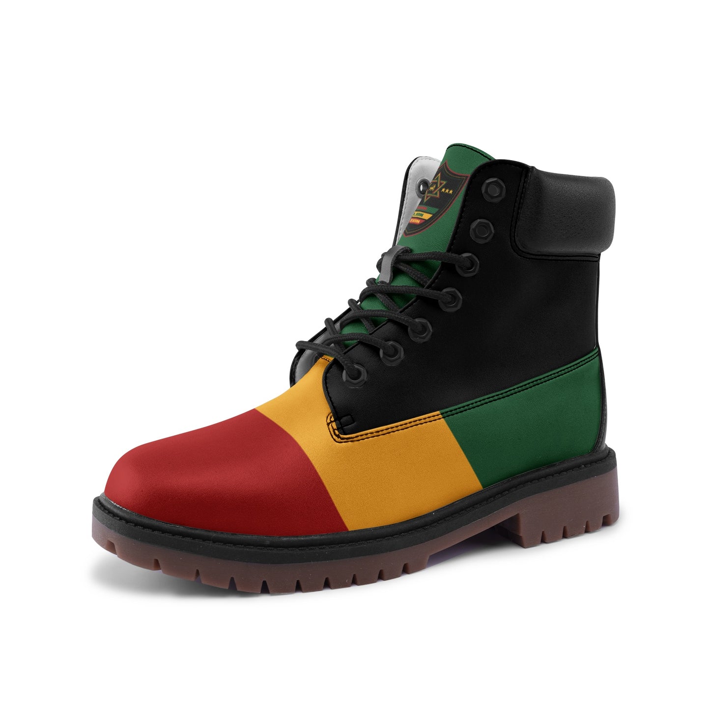 Rasta Camo Shoes with camo print in red/gold/green colorway