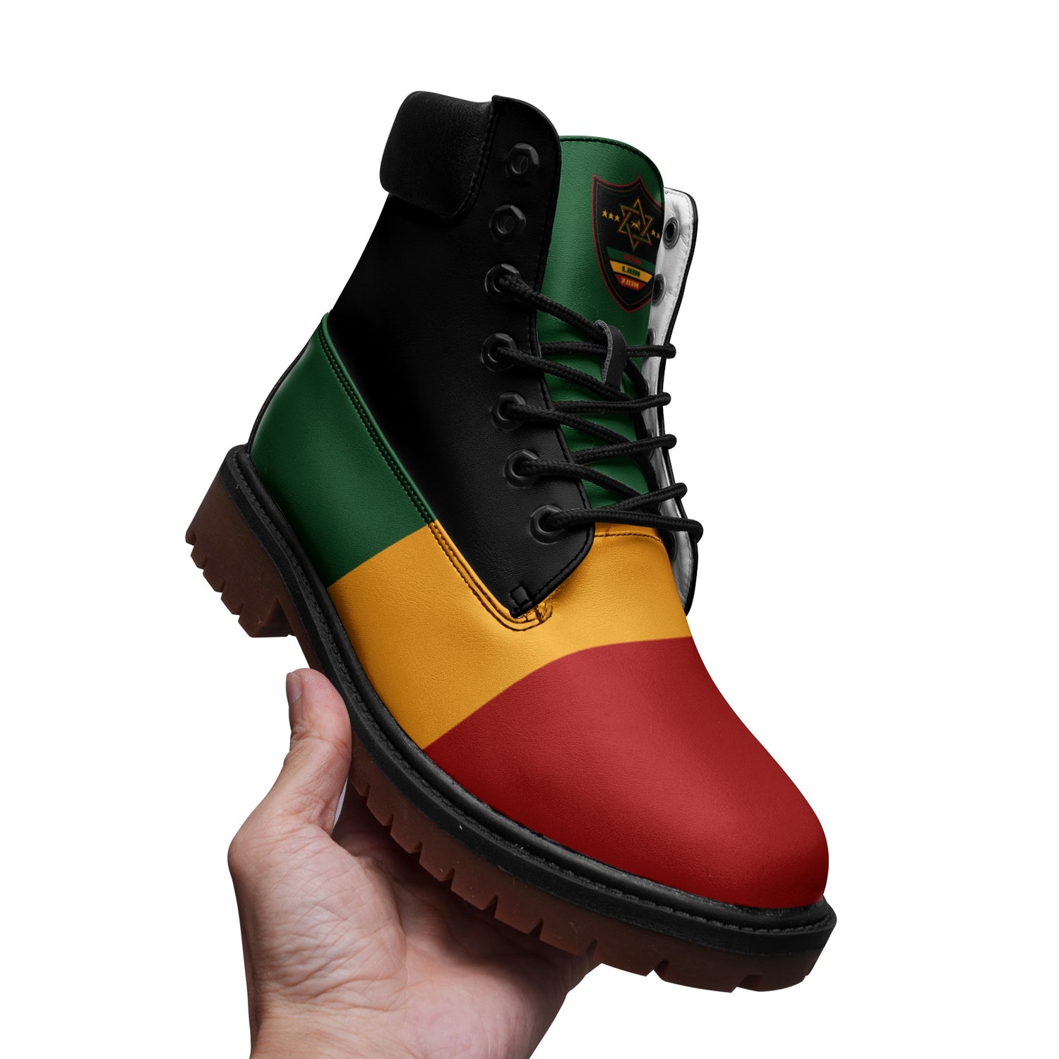 Rasta Camo Shoes with camo print in red/gold/green colorway