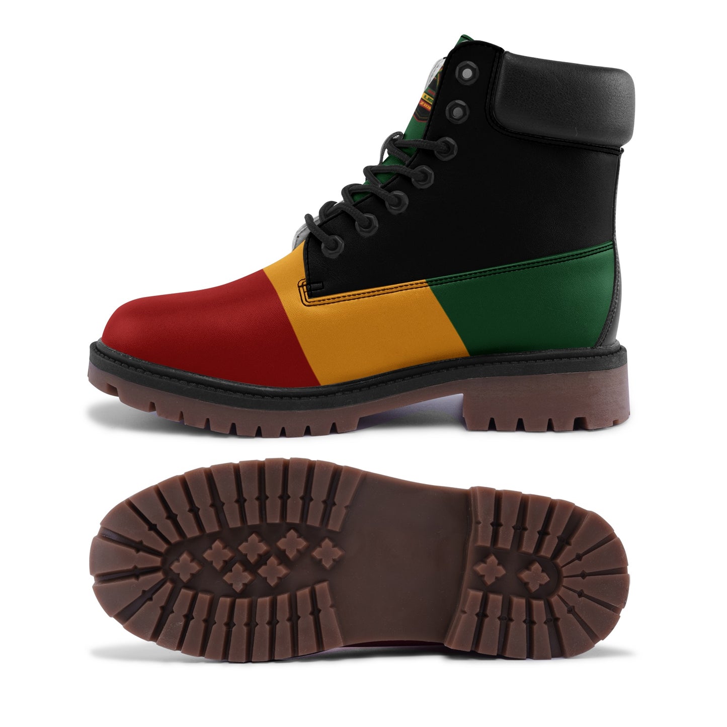 Rasta Camo Shoes with camo print in red/gold/green colorway