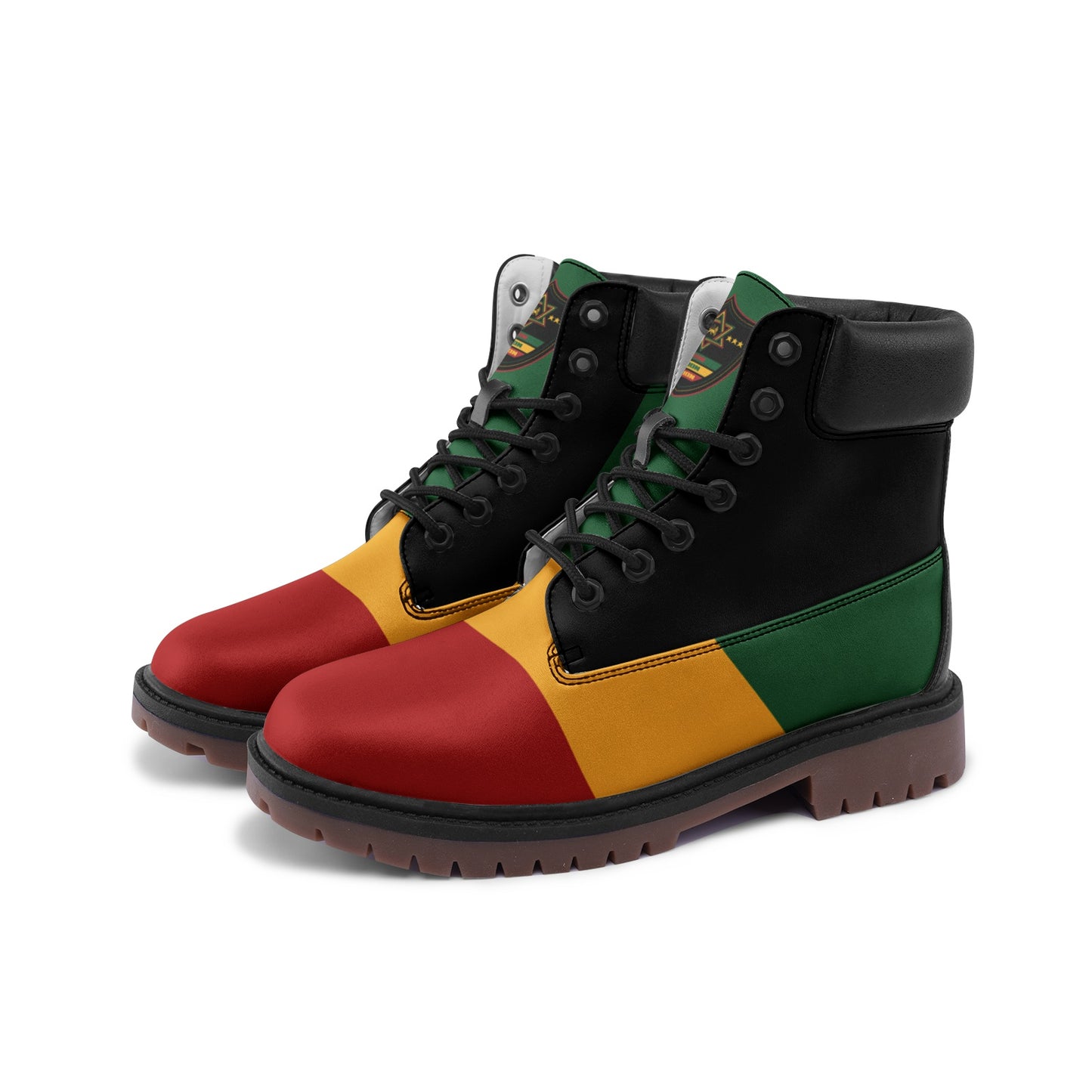 Rasta Camo Shoes with camo print in red/gold/green colorway
