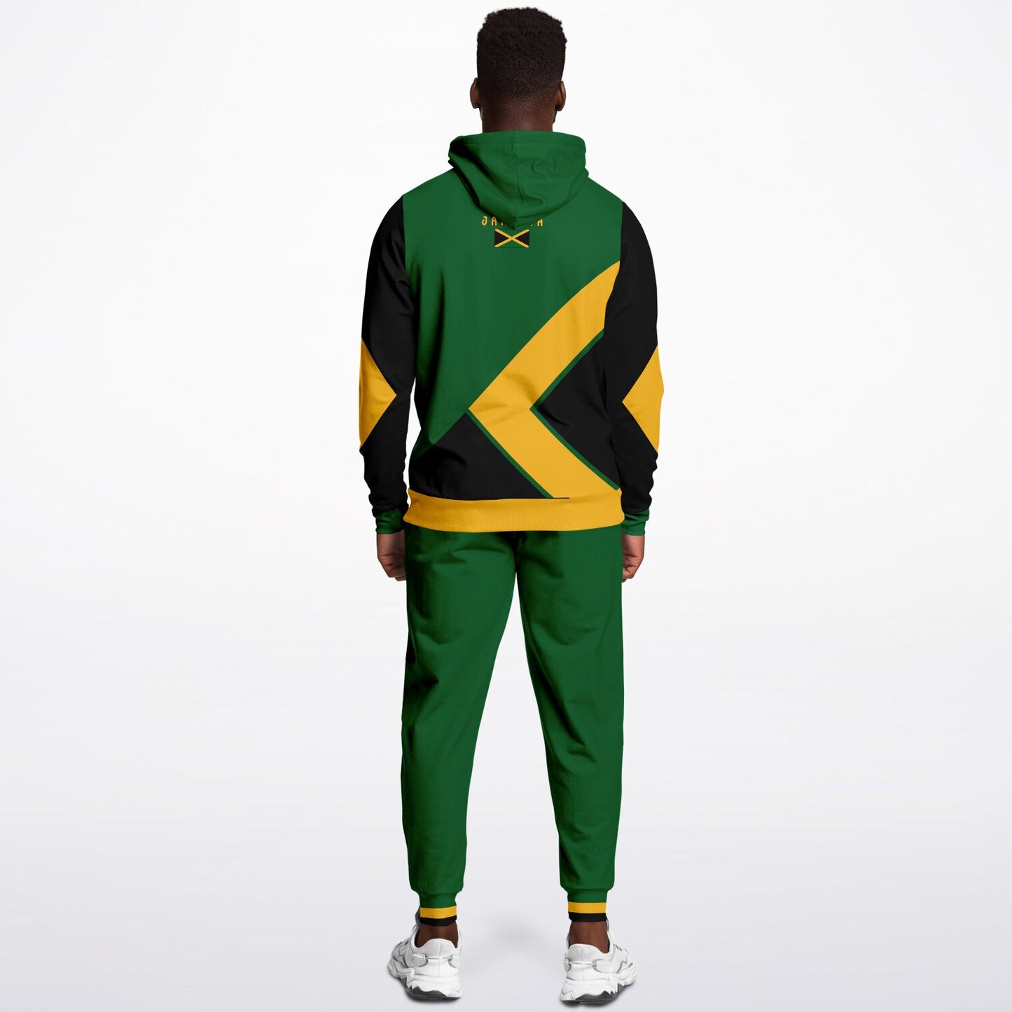 Jamaica Pullover Hoodie & Jogger Set - Trelawny Trim Green Yellow - Casual