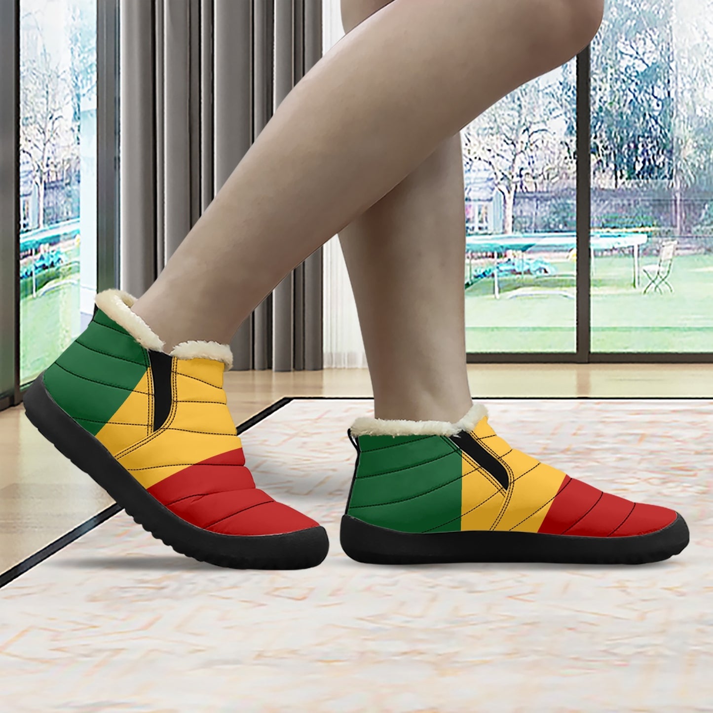 Winter Rasta Shoes in red/gold/green colorway