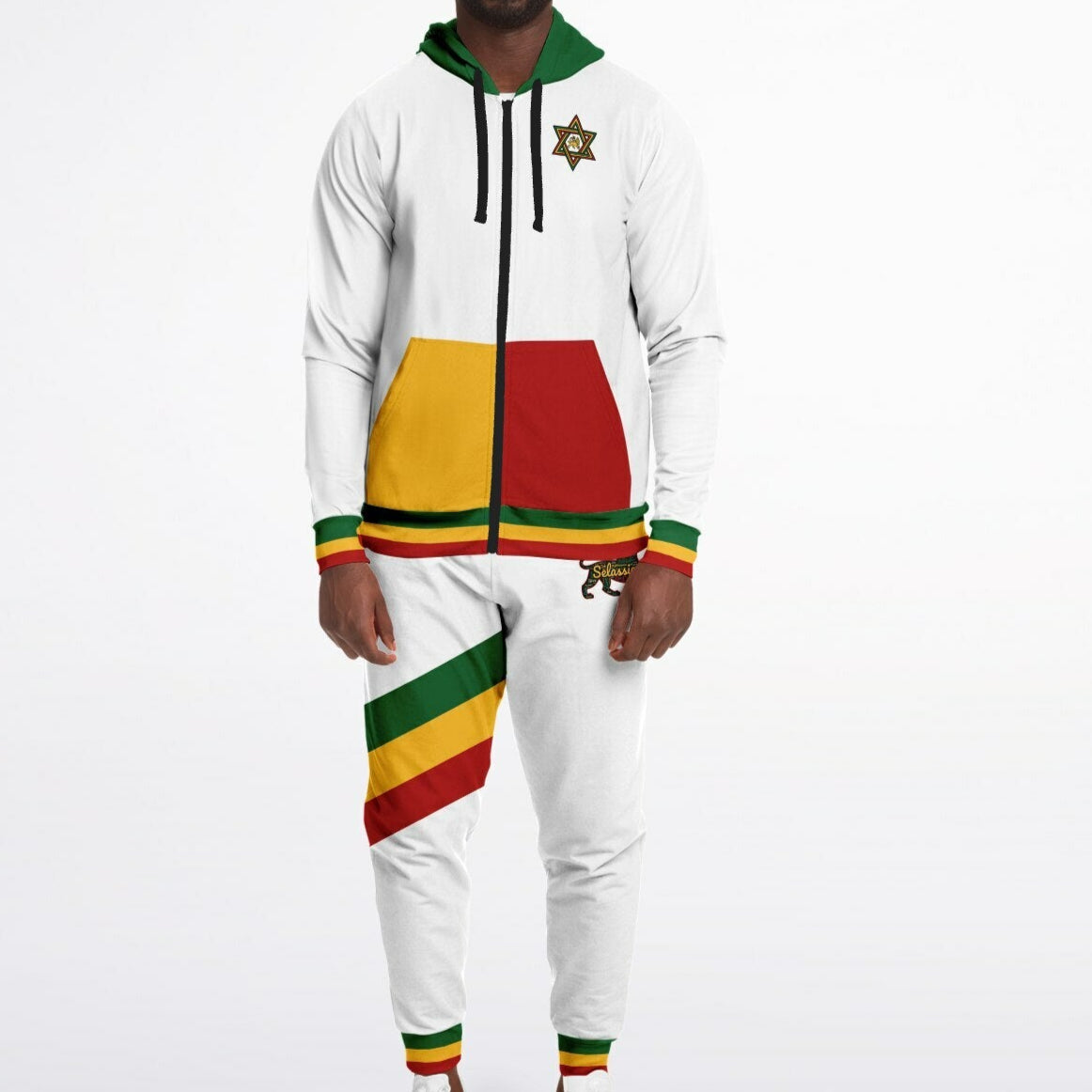 Rasta Zip Hoodie & Jogger Set - Roots Stripe - Casual