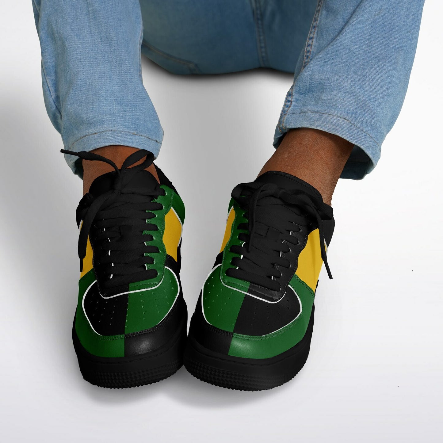 Jamaica Roots Shoes in black/green/gold colorway