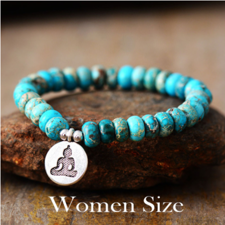 Blue Jasper Buddha Charm Bracelet 10mm
