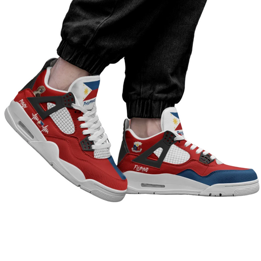 Philippines Flag Shoes - Rebel Sole mid top sneaker in Blue, Red, White, Yellow - sole and outsole view