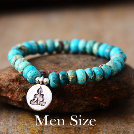 Blue Jasper Buddha Charm Bracelet 10mm