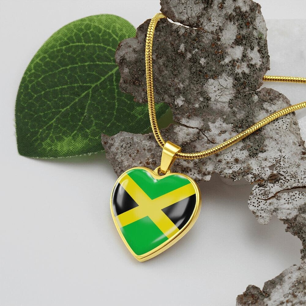 Custom 18K Gold Jamaica Heart Pendant Personalized | Anti-tarnish | Shatterproof Glass | Surgical Steel |