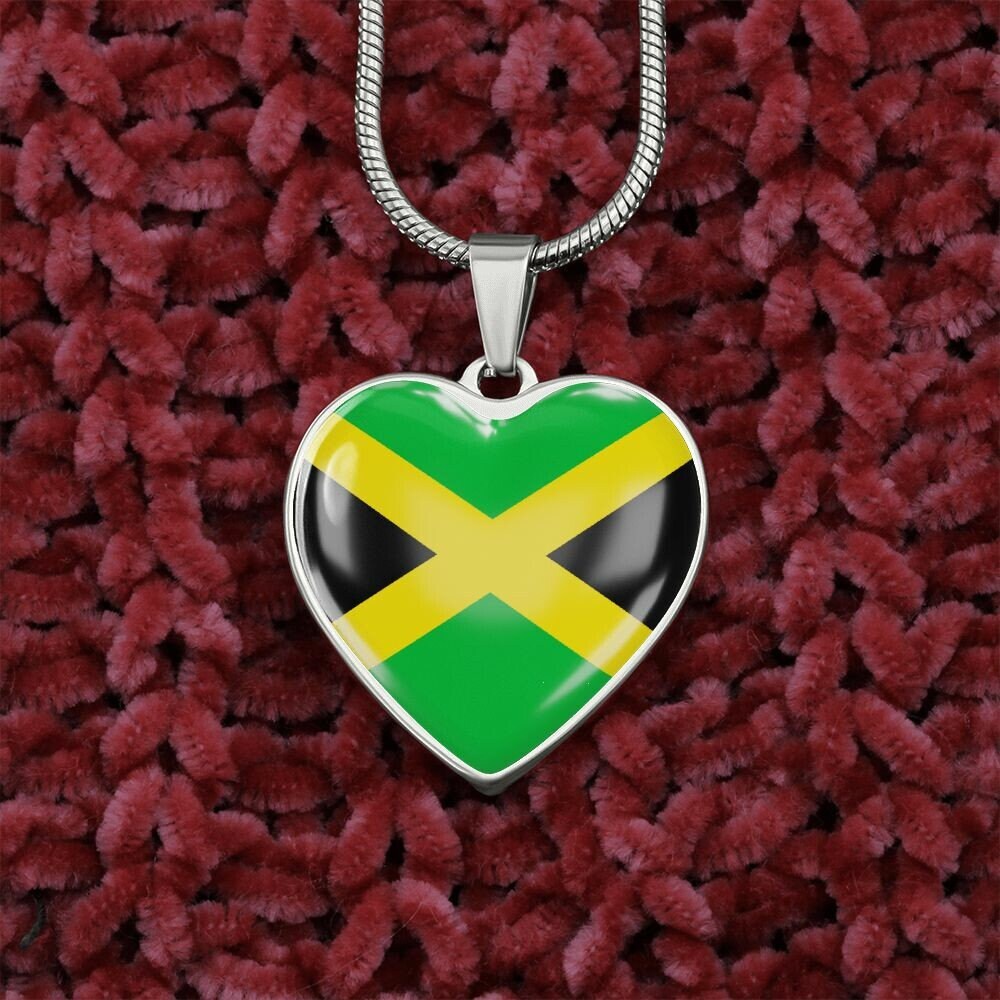 Custom 18K Gold Jamaica Heart Pendant Personalized | Anti-tarnish | Shatterproof Glass | Surgical Steel |