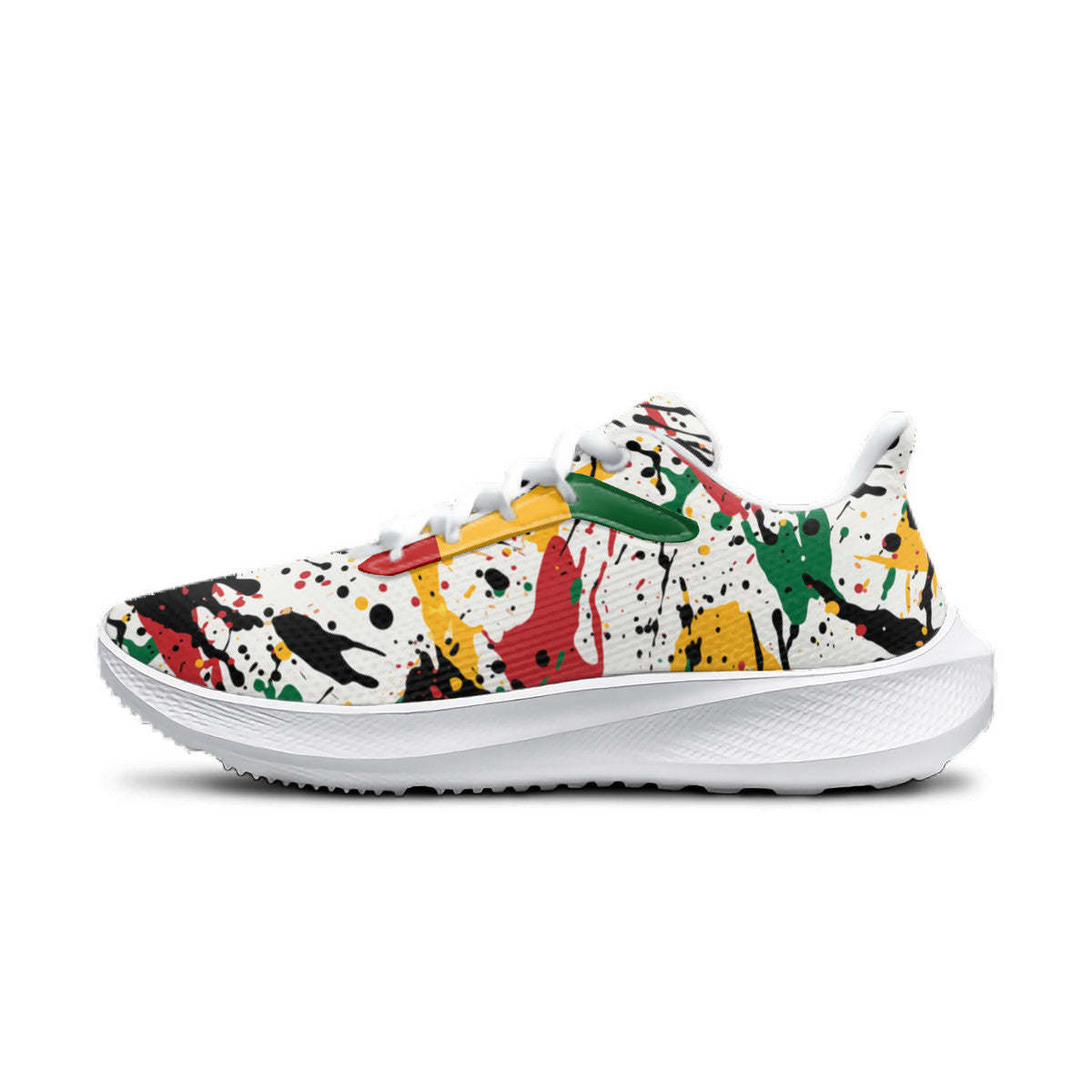 Rasta Splatter Shoes in red/gold/green colorway