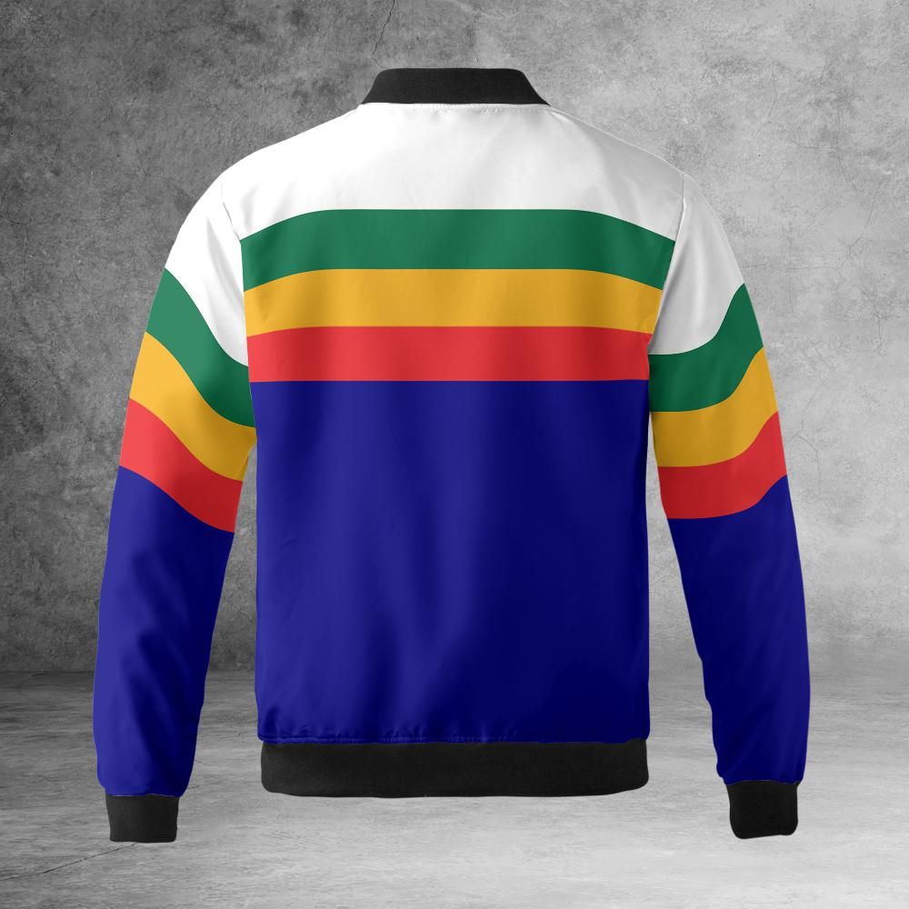 Rasta Stripes Quilted Bomber Jacket