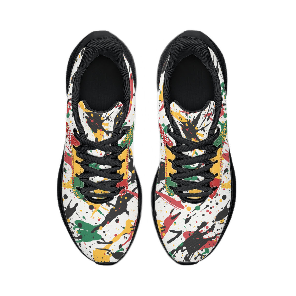 Rasta Splatter Shoes in red/gold/green colorway