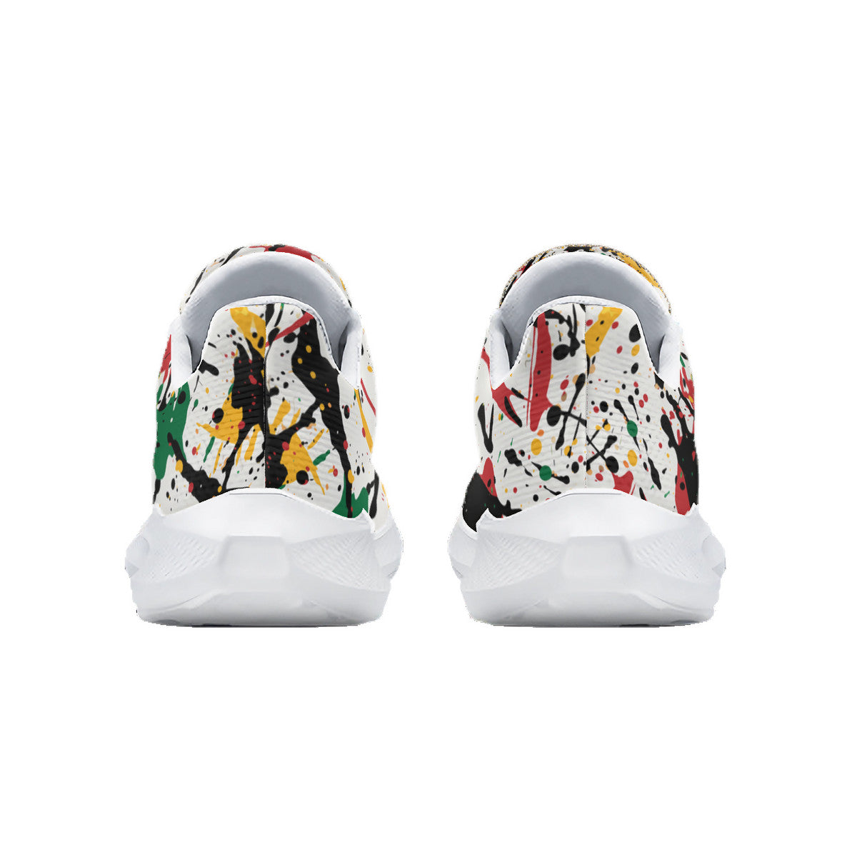 Rasta Splatter Shoes in red/gold/green colorway