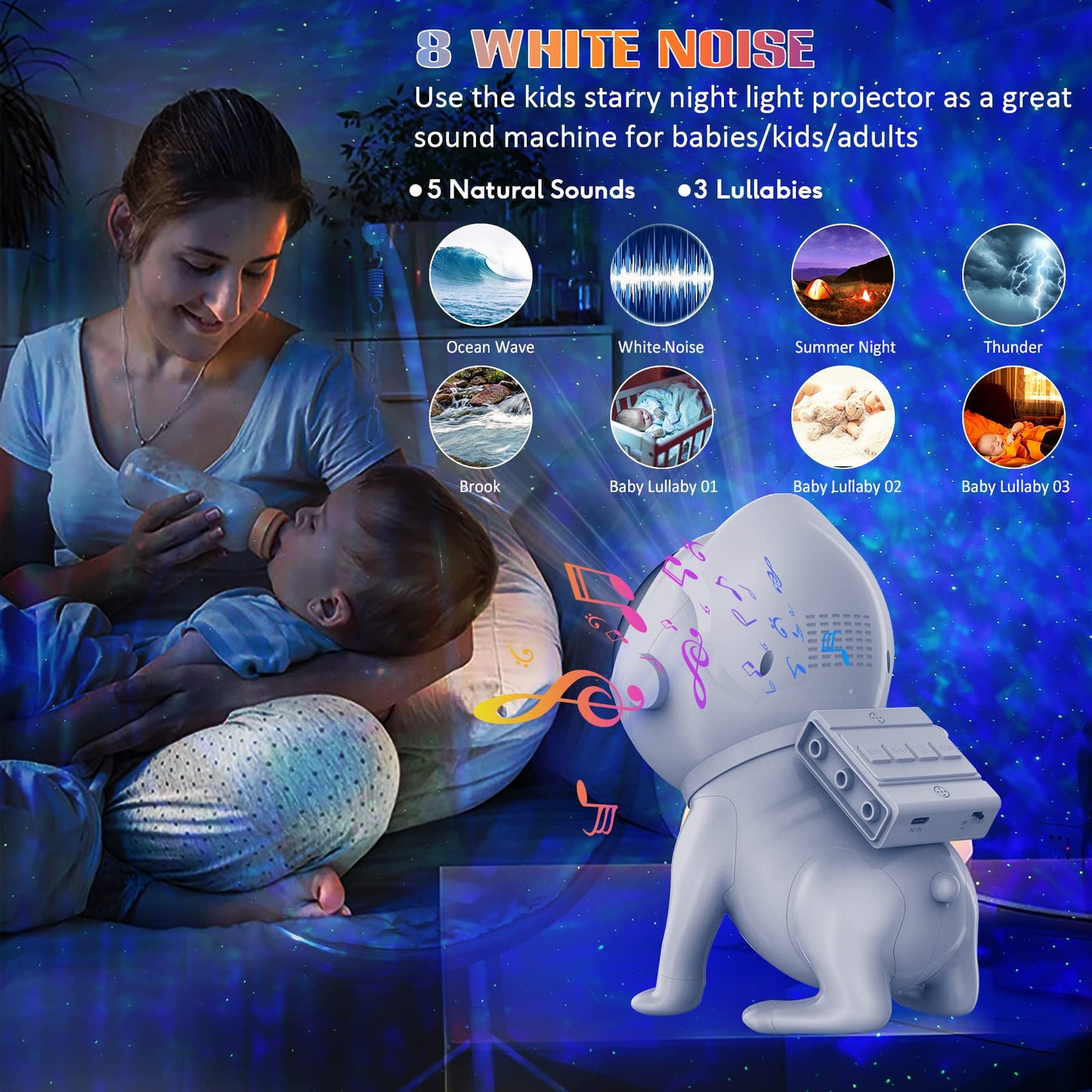 Space Dog Bluetooth Galaxy Star Projector: WIFI App-Controlled