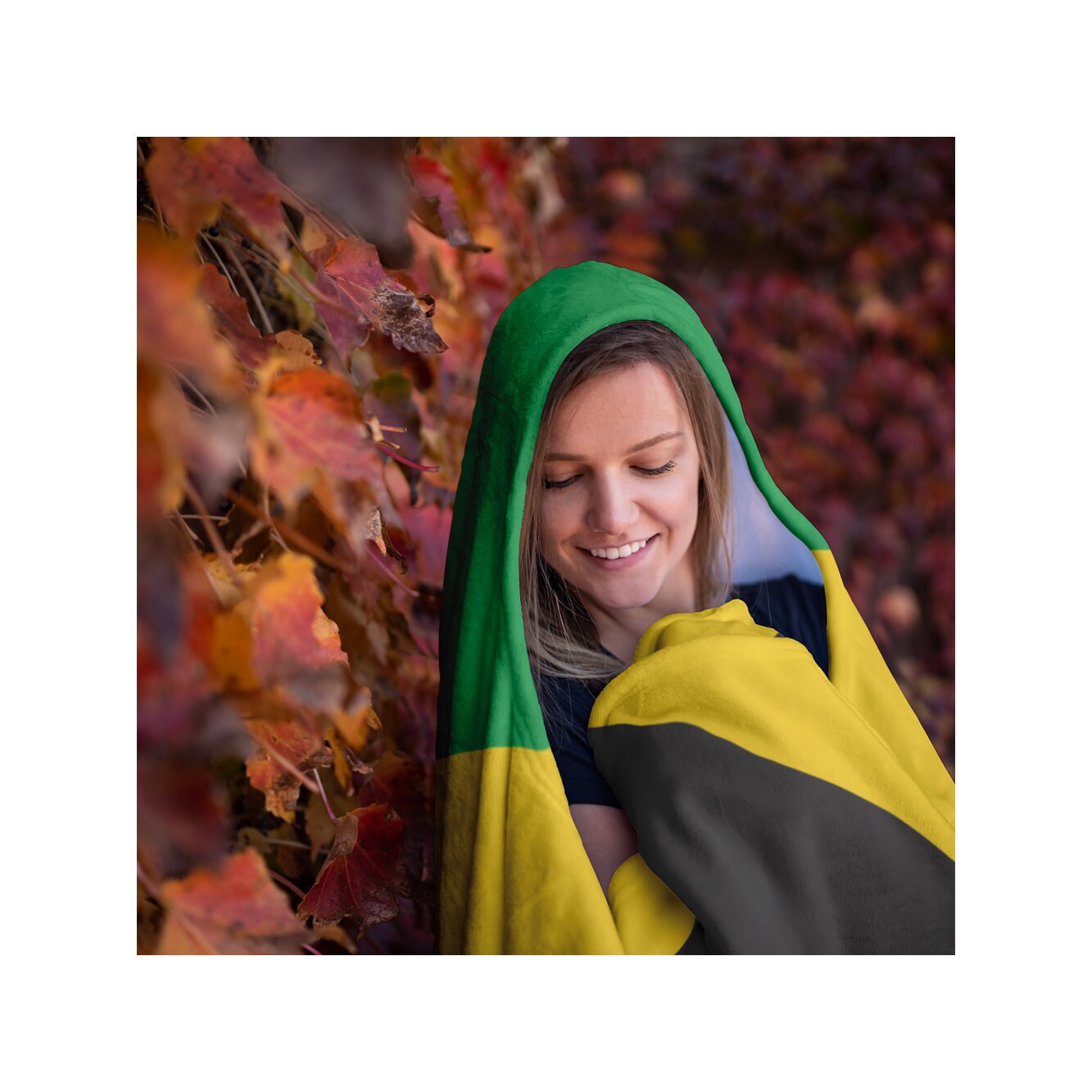 Personalized Jamaica Flag Sherpa Fleece Lined Blanket