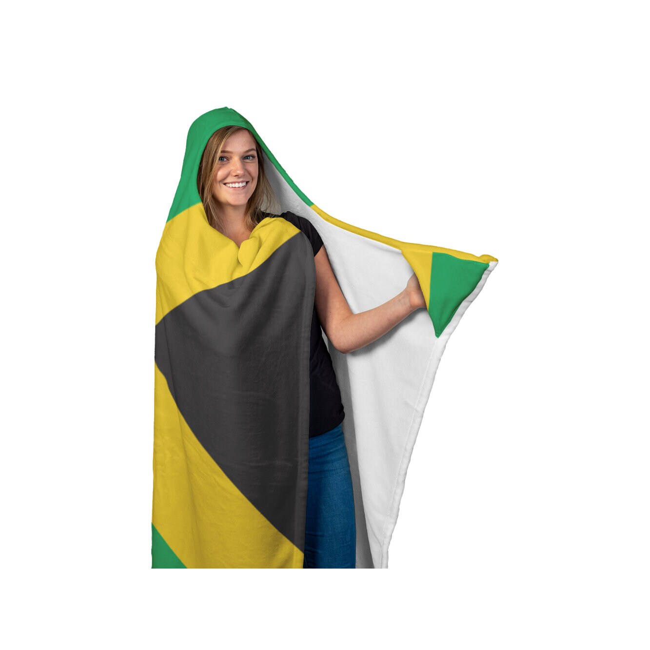 Personalized Jamaica Flag Sherpa Fleece Lined Blanket