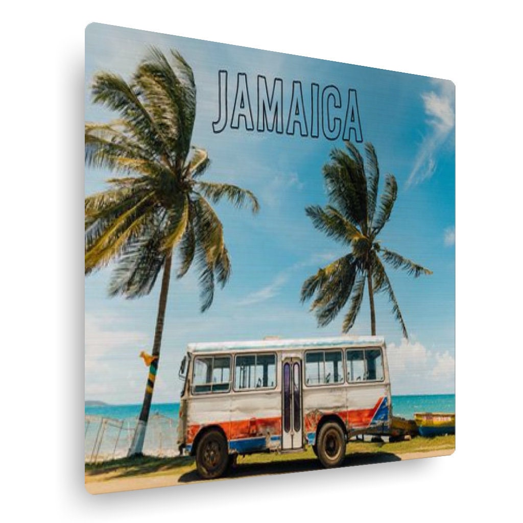 Jamaica Beach Bus Metal Wall Art
