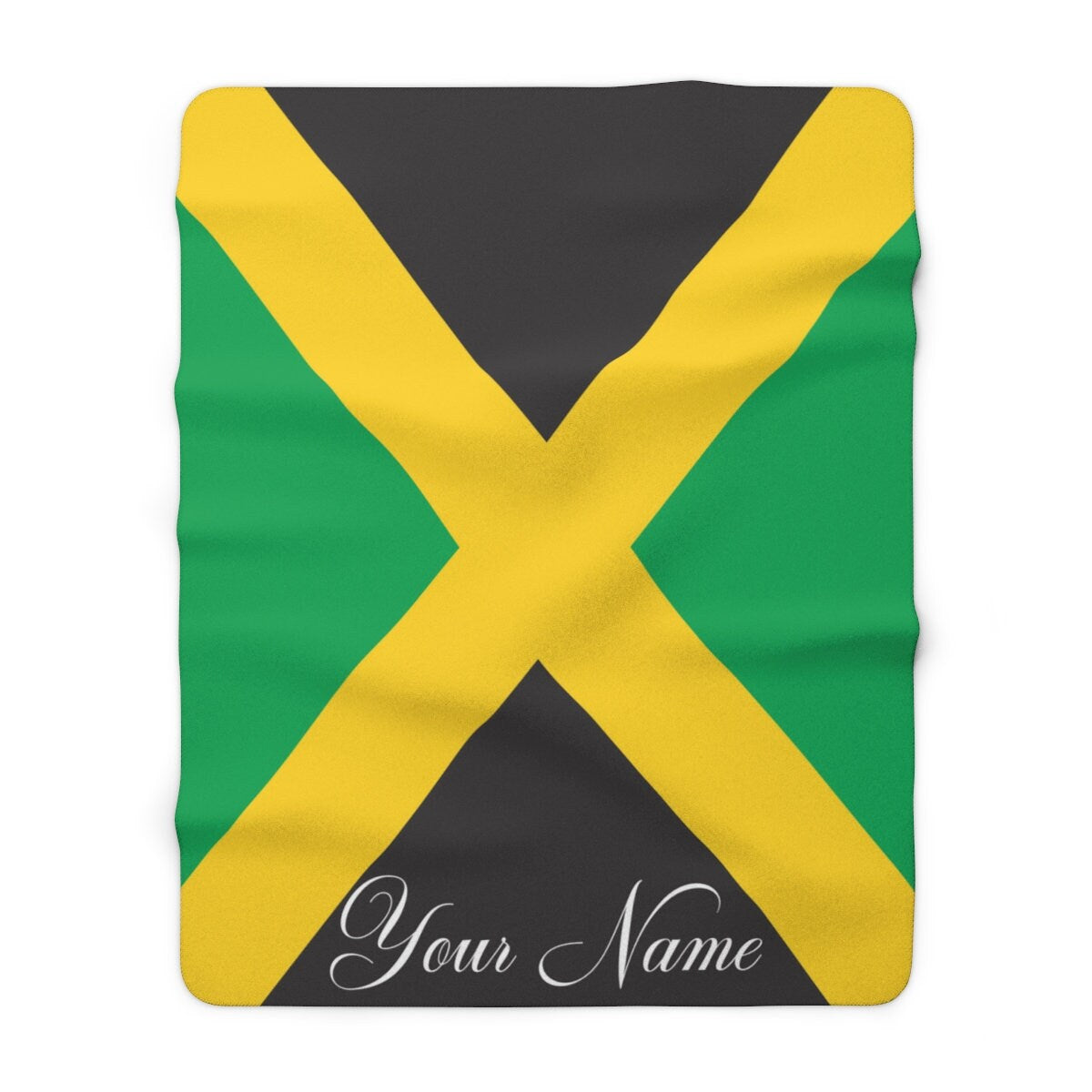 Personalized Jamaica Flag Sherpa Fleece Lined Blanket