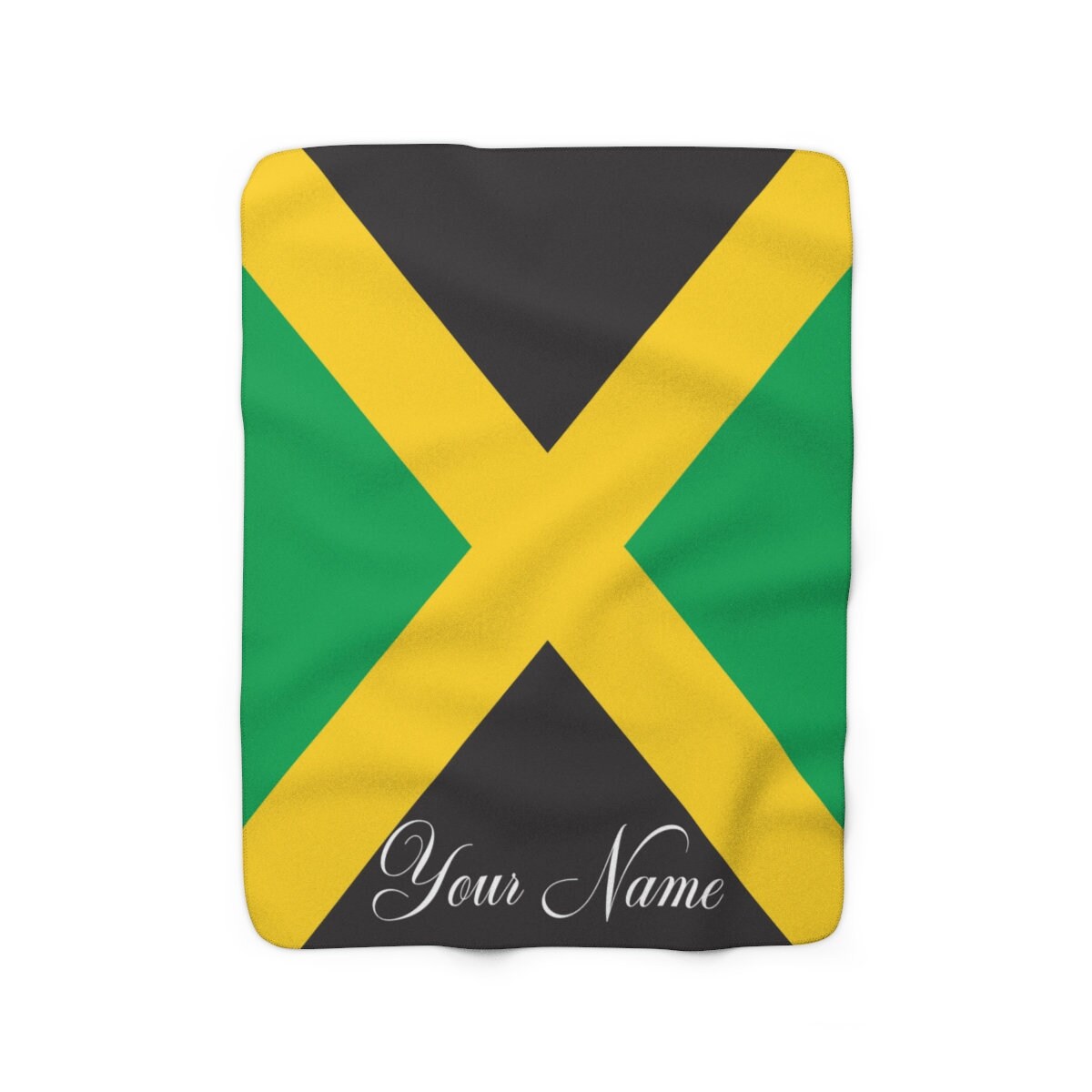 Personalized Jamaica Flag Sherpa Fleece Lined Blanket