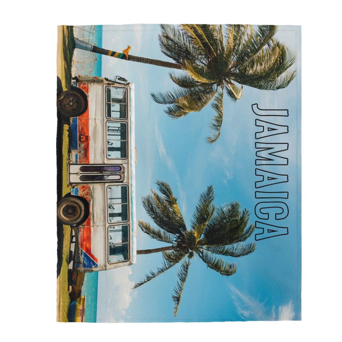 Jamaican Fleece Blanket - Beach Bus