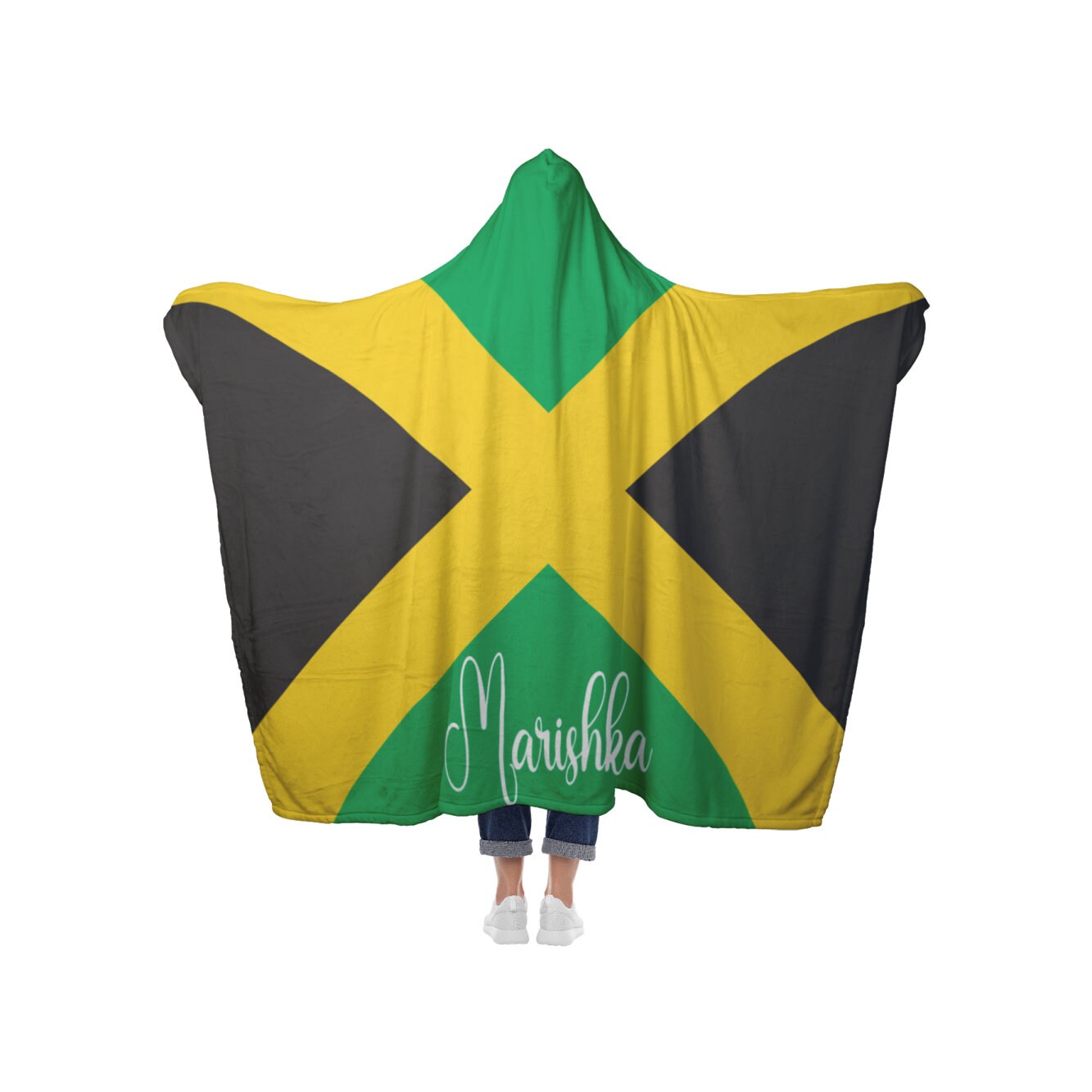 Personalized Jamaica Flag Sherpa Fleece Lined Blanket