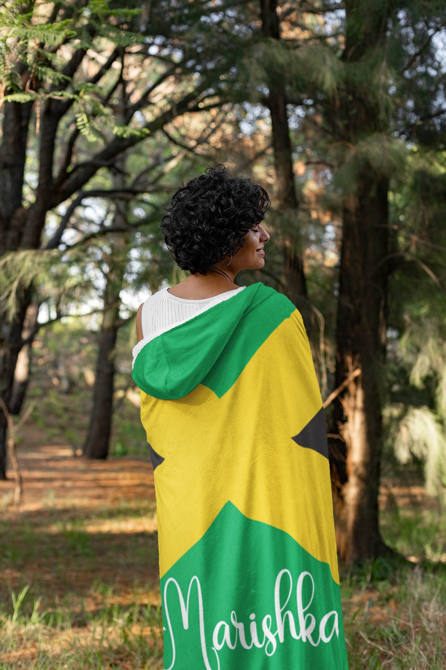 Personalized Jamaica Flag Sherpa Fleece Lined Blanket