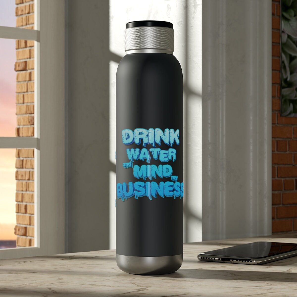 Bluetooth Speaker Water Bottle Vacuum Tight 22oz - Drink Water and Mind My Business