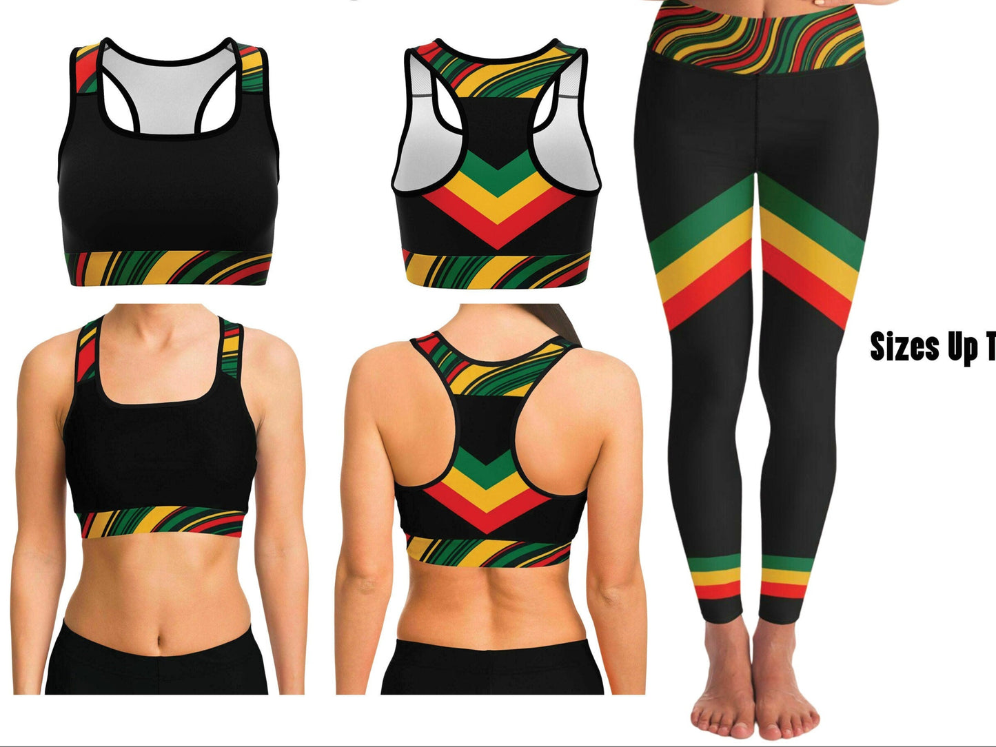 Rasta Padded Sports Bra & Yoga Leggings Set