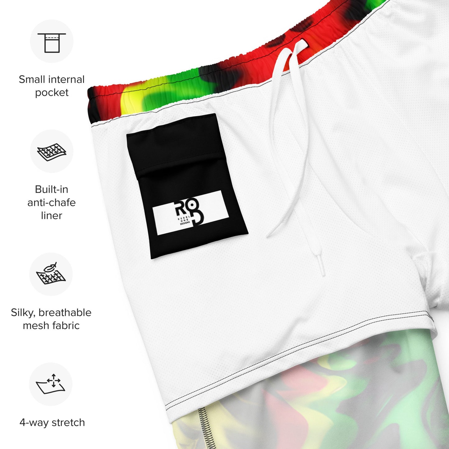 Tie Dye Rasta Swim Trunks