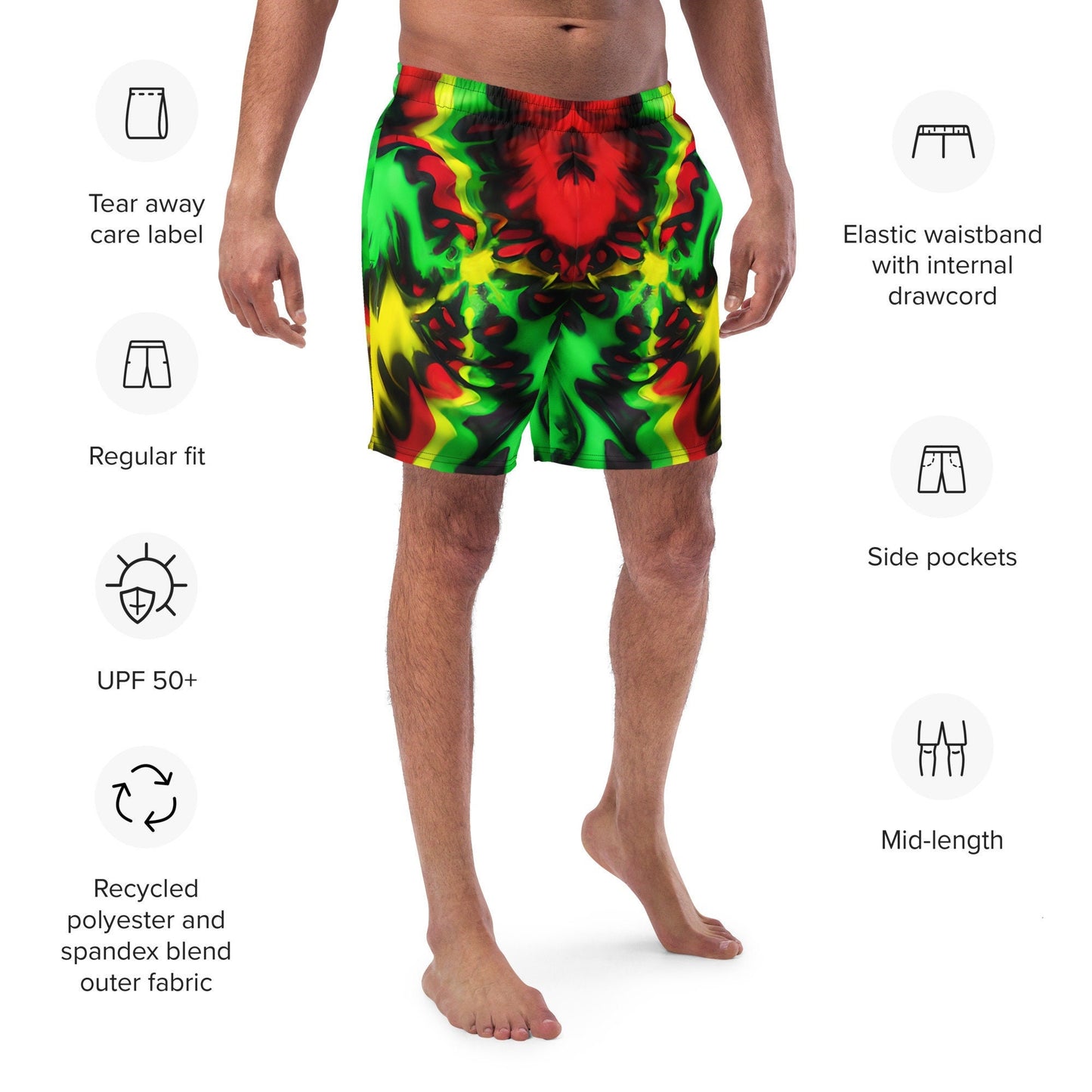 Tie Dye Rasta Swim Trunks