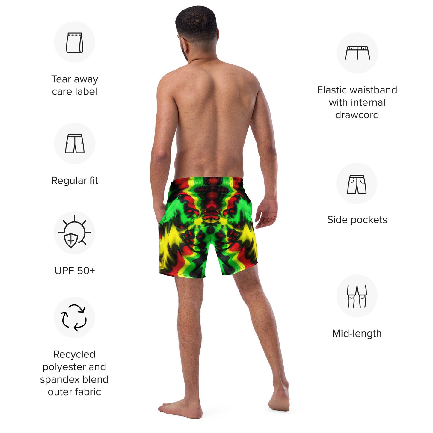 Tie Dye Rasta Swim Trunks