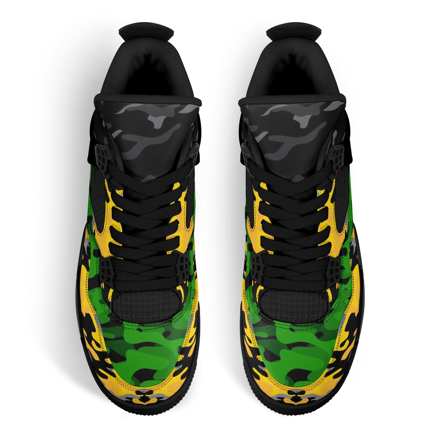Jamaica Colors Camo Shoes with camo print in black/green/gold colorway