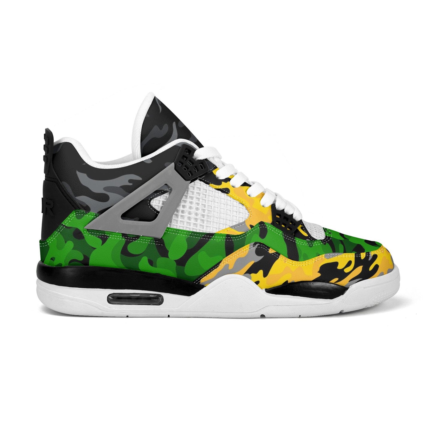 Jamaica Colors Camo Shoes with camo print in black/green/gold colorway