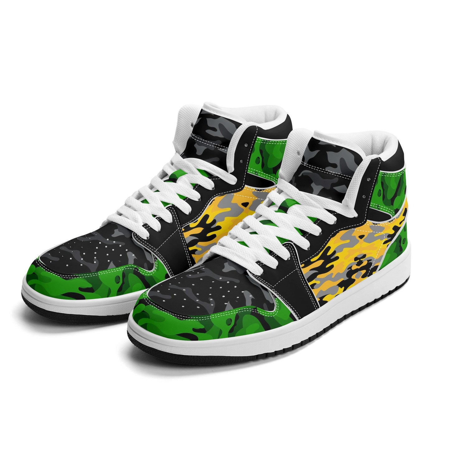 Rasta Camo Shoes with camo print in red/gold/green colorway