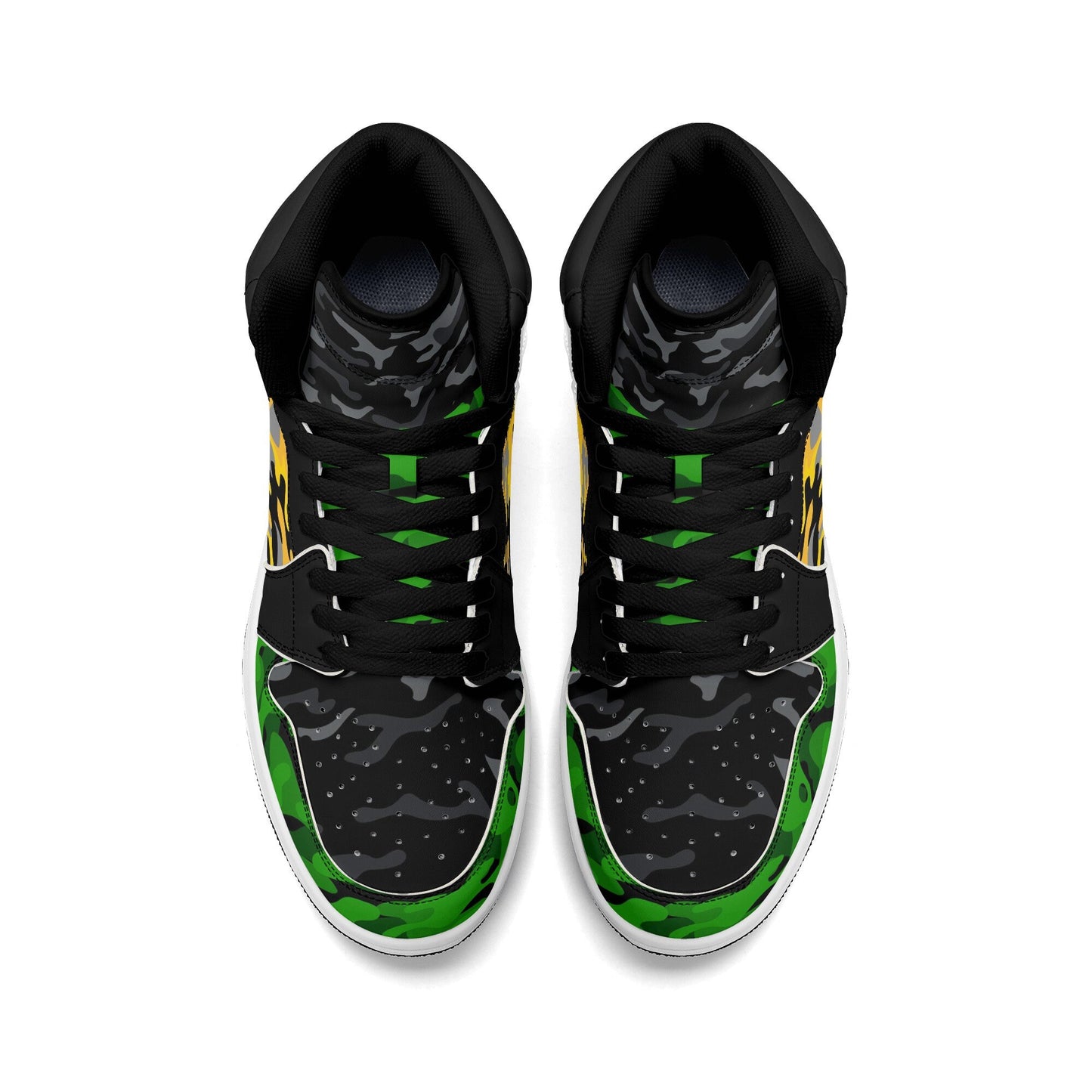 Rasta Camo Shoes with camo print in red/gold/green colorway