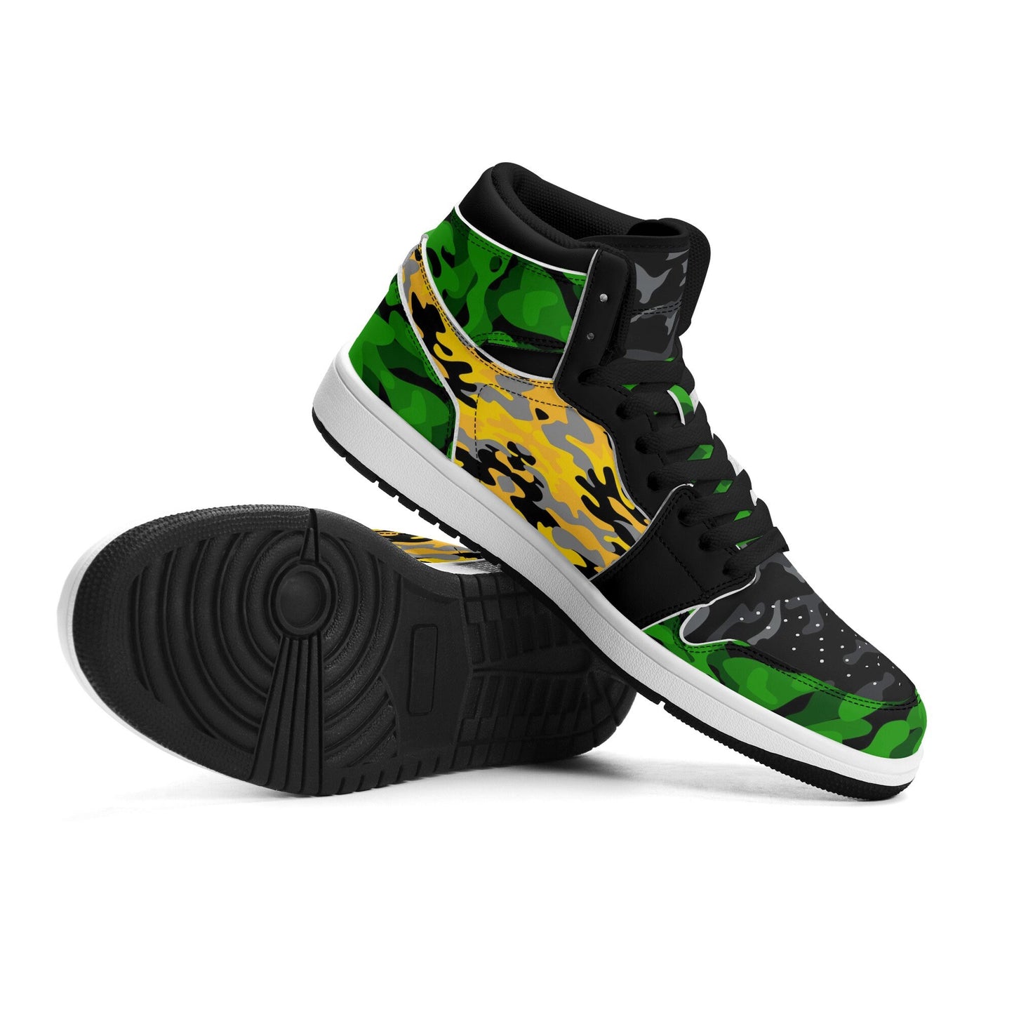 Rasta Camo Shoes with camo print in red/gold/green colorway