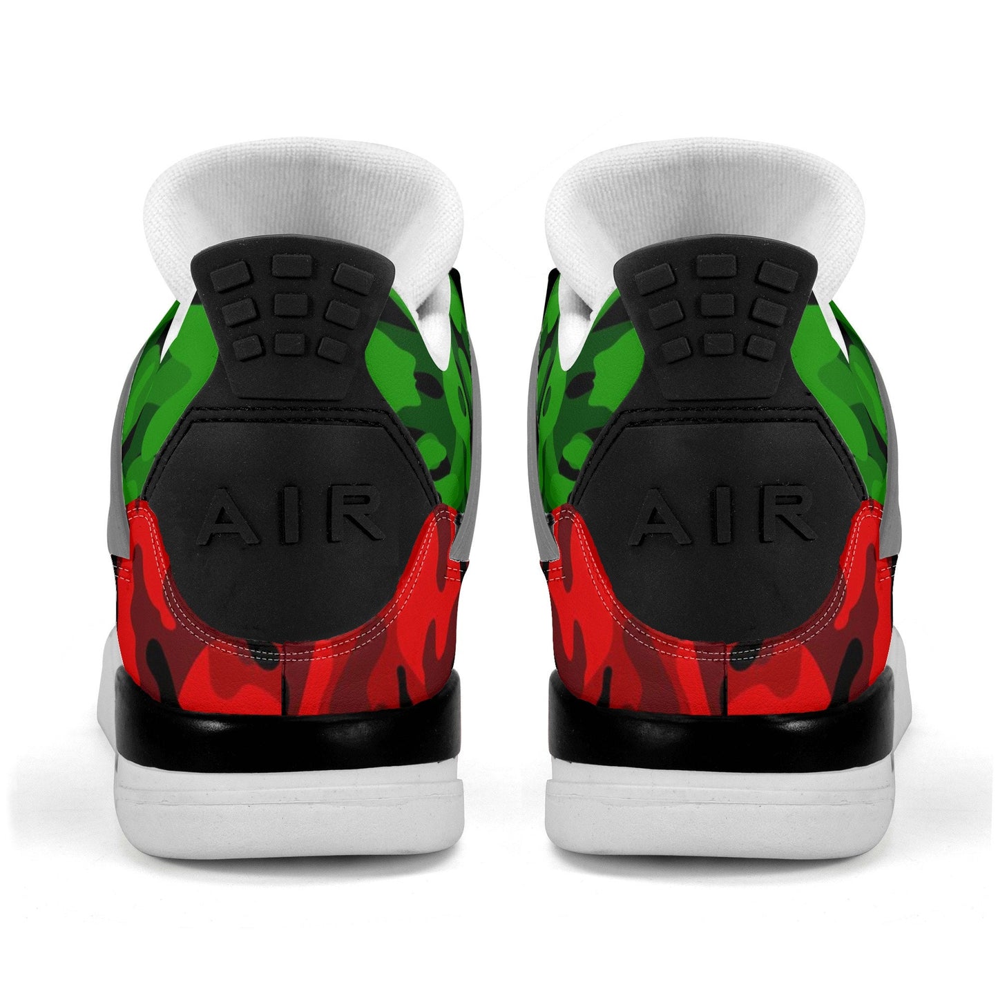 Rasta Camo Shoes with camo print in red/gold/green colorway