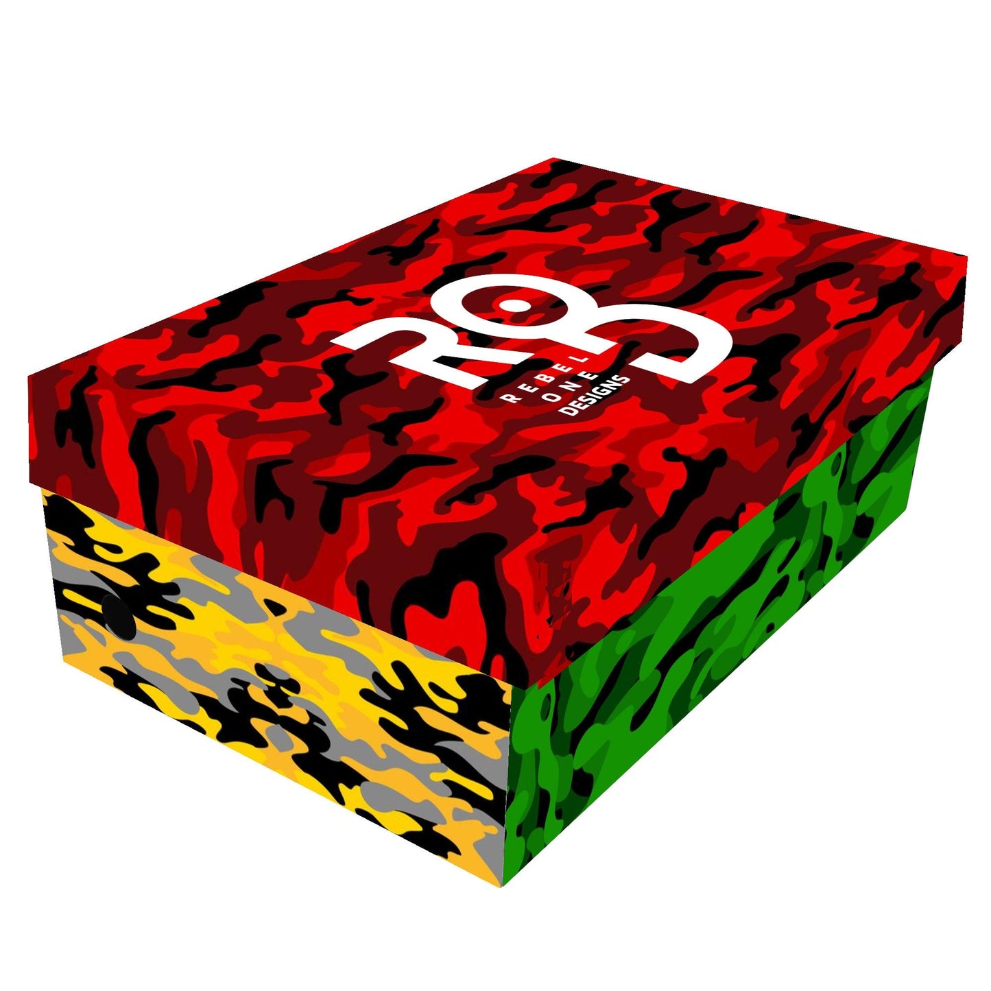 Rasta Camo Shoes with camo print in red/gold/green colorway