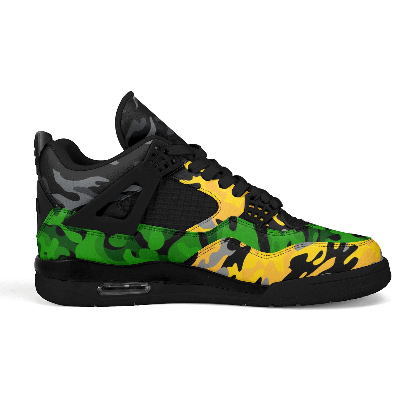 Jamaica Colors Camo Shoes with camo print in black/green/gold colorway