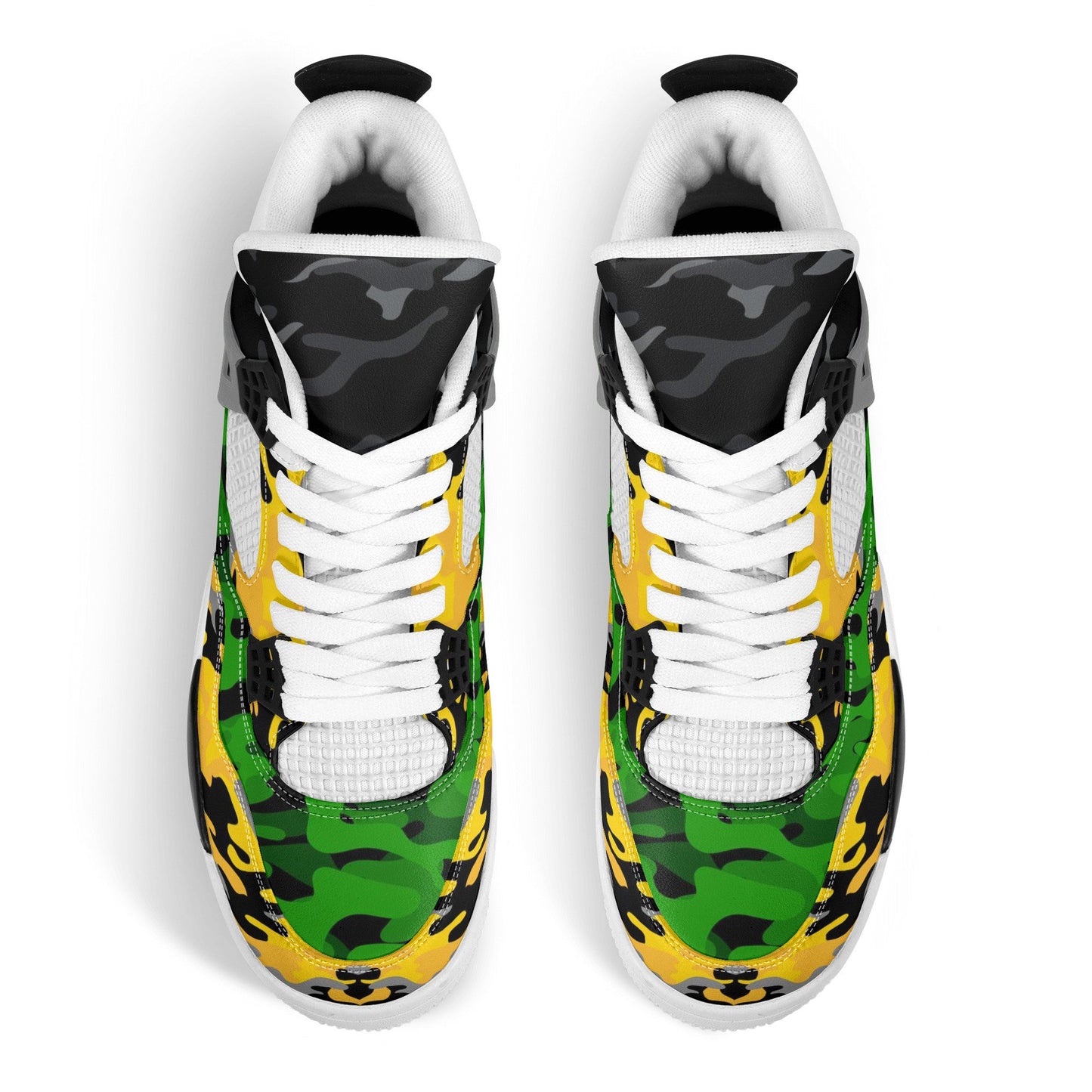 Jamaica Colors Camo Shoes with camo print in black/green/gold colorway
