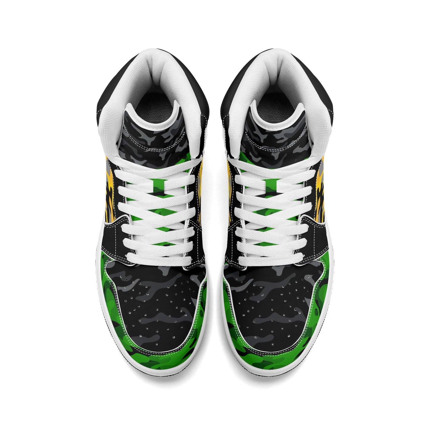 Rasta Camo Shoes with camo print in red/gold/green colorway