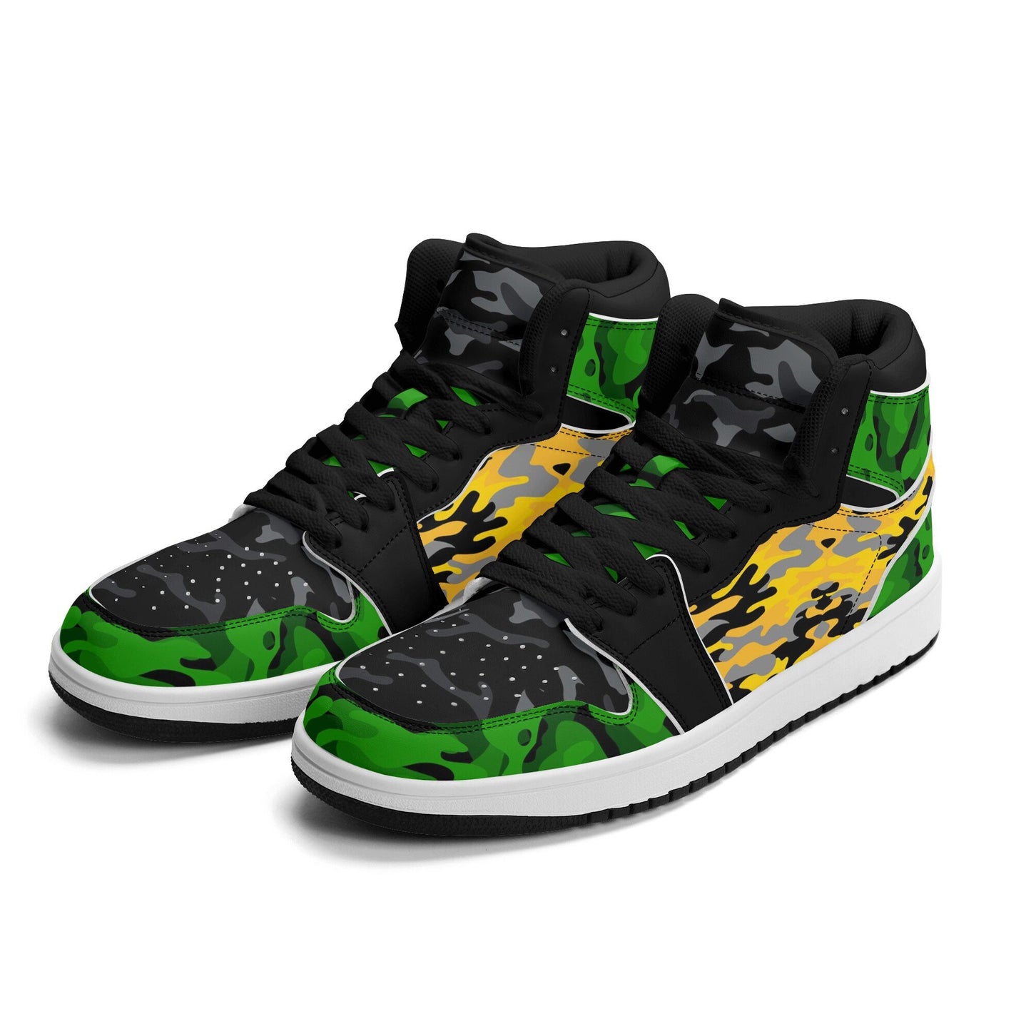 Rasta Camo Shoes with camo print in red/gold/green colorway