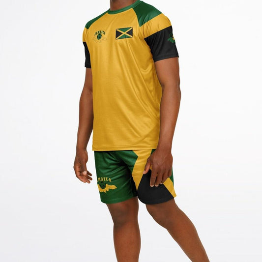 Jamaica National Football Team Kit, Black, Green and Gold Soccer Jersey and Shorts