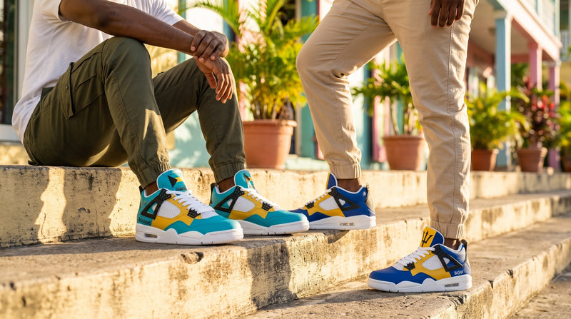 Caribbean flag shoes in Jamaica and Rasta colors