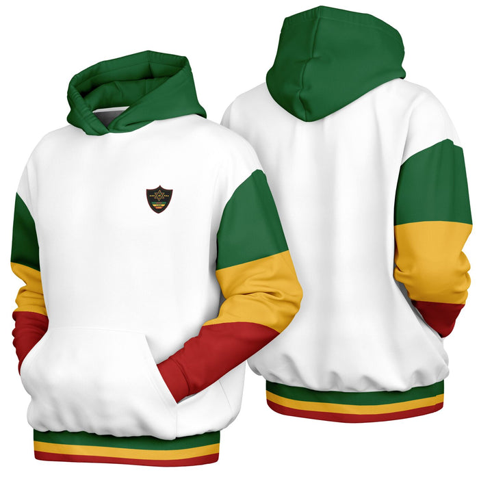 Rasta Heavyweight Pull Over Hoodie - White