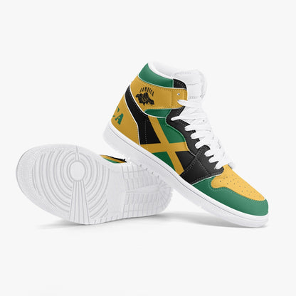 Jamaican Flag Colors Hightop Basketball Sneakers - White