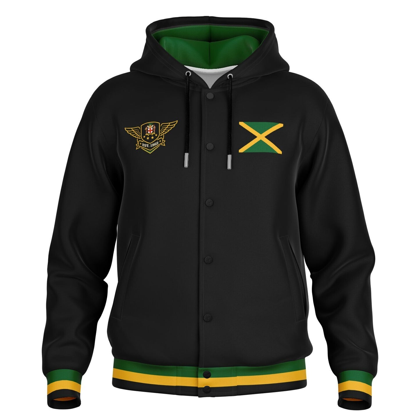 Jamaica Crest Hooded Baseball Jacket