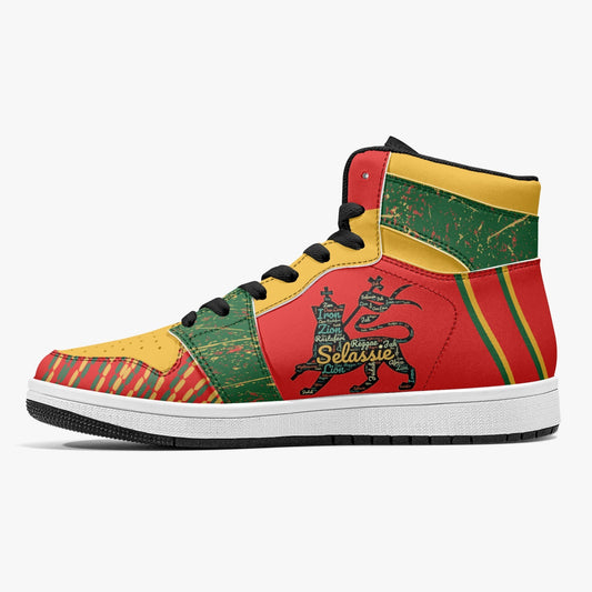 Rasta Shoes Lion of Judah High-Top Basketball Sneakers - Red